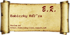 Babiczky Róza névjegykártya